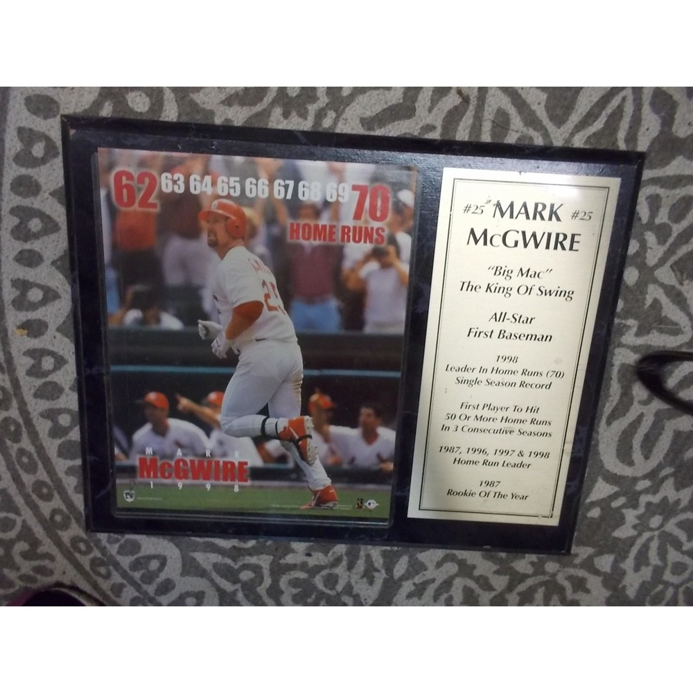 Mark McGwire St Louis Cardinals 1998 70 Home Runs Commemorative Plaque Framed